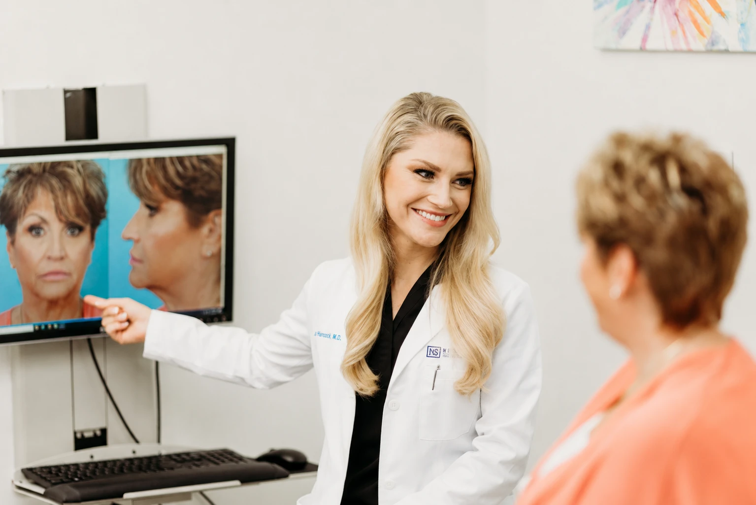 Surgeons evaluation a patient's face